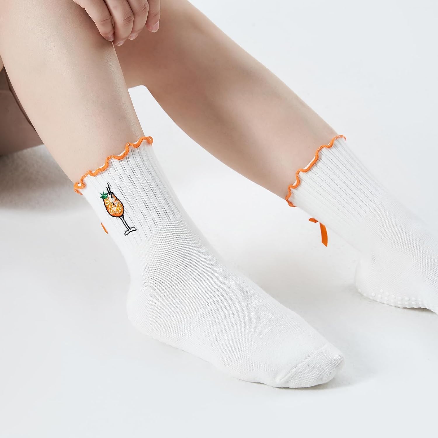 Embroidered,APEROL APERITIF Pilates Yoga Barre Grip Socks,gift for lovers,Pilates Socks, Yoga Barre,Aperol lover socks