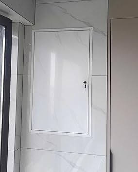 Access Panel for Drywall Tiled Inspection Door with Lock and Key, Loft BBQ Loft Cabinet Crawl Space Access Hole Cover, Marble-Textured Aluminum Honeycomb Panel12x16in 300x400mm