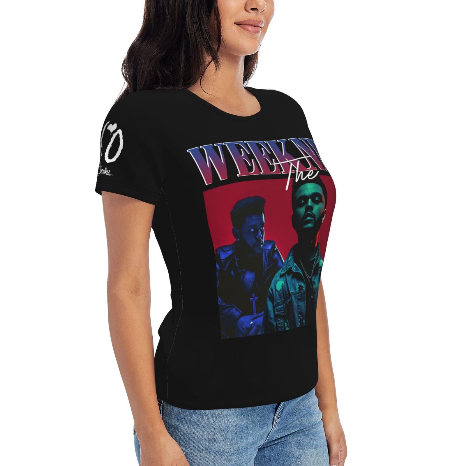 Wee%KND Singer T-Shirt, T-Shirt, Rapper, Damen, Rundhalsausschnitt, bedrucktes Damen-Pullover-Shirt, kurzärmlig, Baumwolle, Hip-Hop-Trend-T-Shirt