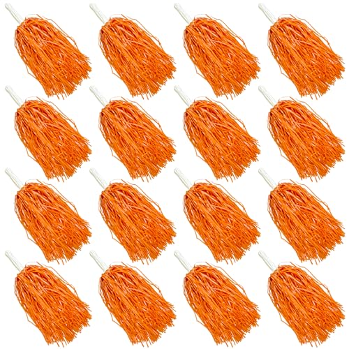 16PCS Cheerleading Pom Poms Metallic Foil Plastic Pom Poms with Baton Handle for Game Sports Squads Dancing Party Football Basketball Club Spirit Sports Stage Performance Celebration (Orange) by PPXMEEUDC - Used condition - US$11.08