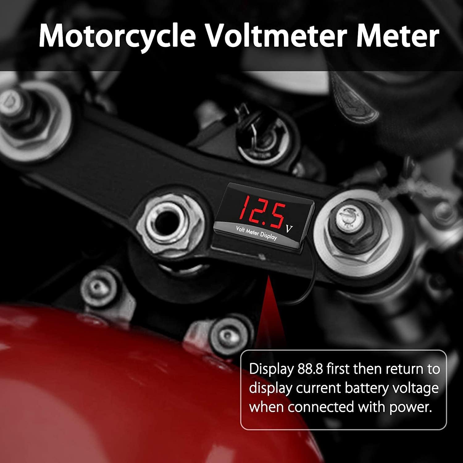 Car Digital Voltmeter Gauge DC 12V, Waterproof LED Digital Display Voltmeter for Car Motorcycle, Power Energy LED Volt Meter for Car Battery Voltage Monitor (Red) : Automotive