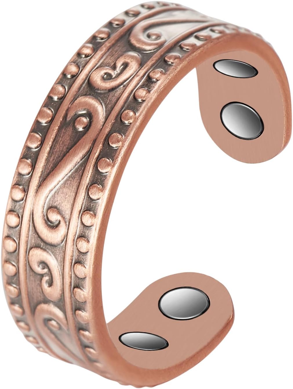 Copper Rings for Women, 99% Pure Copper Retro Adjustable Magnetic Ring,Copper Jewelry Present (0955)