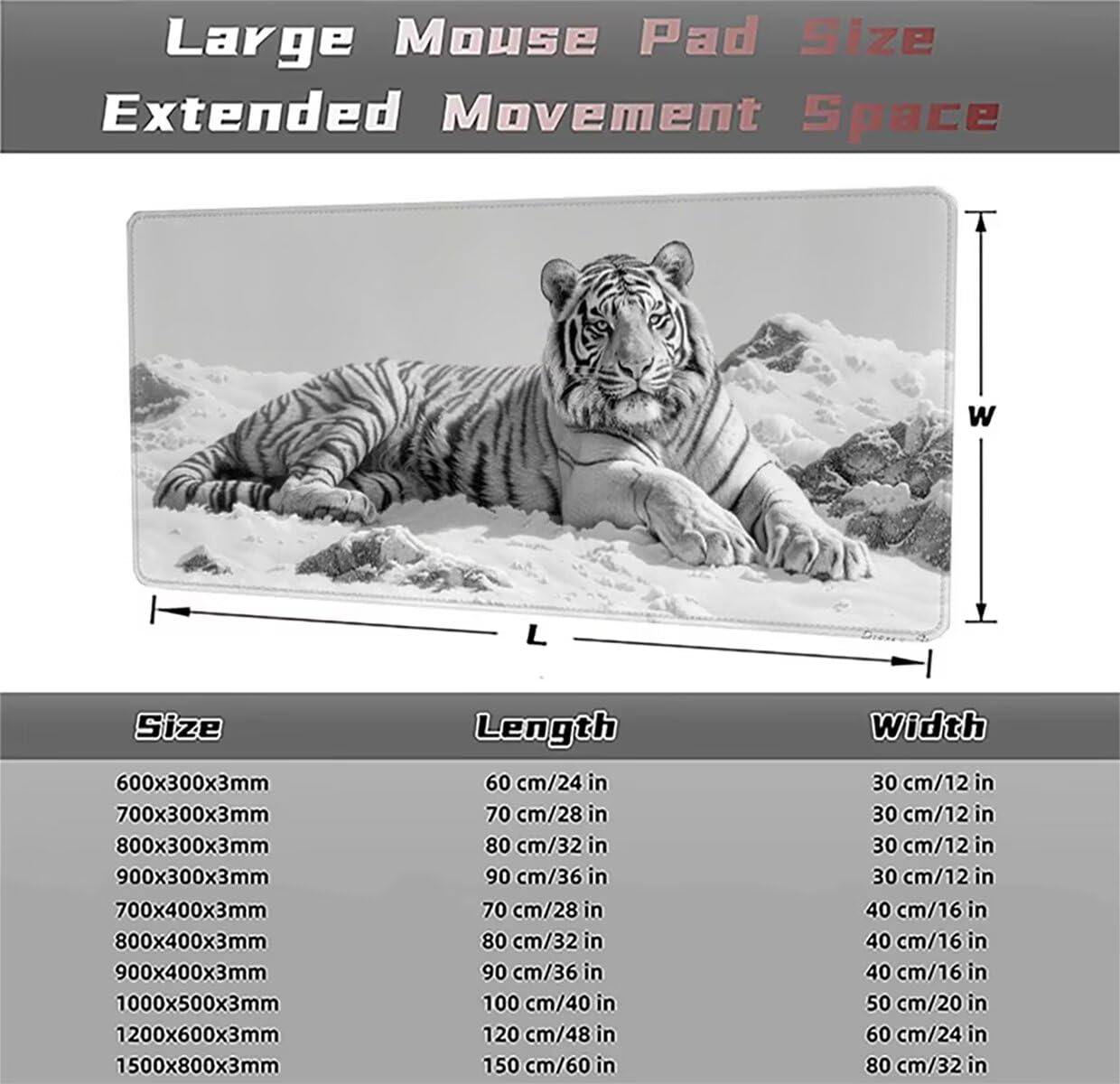 Tappetino per Mouse Gaming XXL 1200x600x3mm– Ufficio Mousepad Grande – Migliora la Velocità e la Precisione Tenuta Stabile Sottomano per Ufficio e Casa Accessori Scrivania Animale PjY9241 N-U