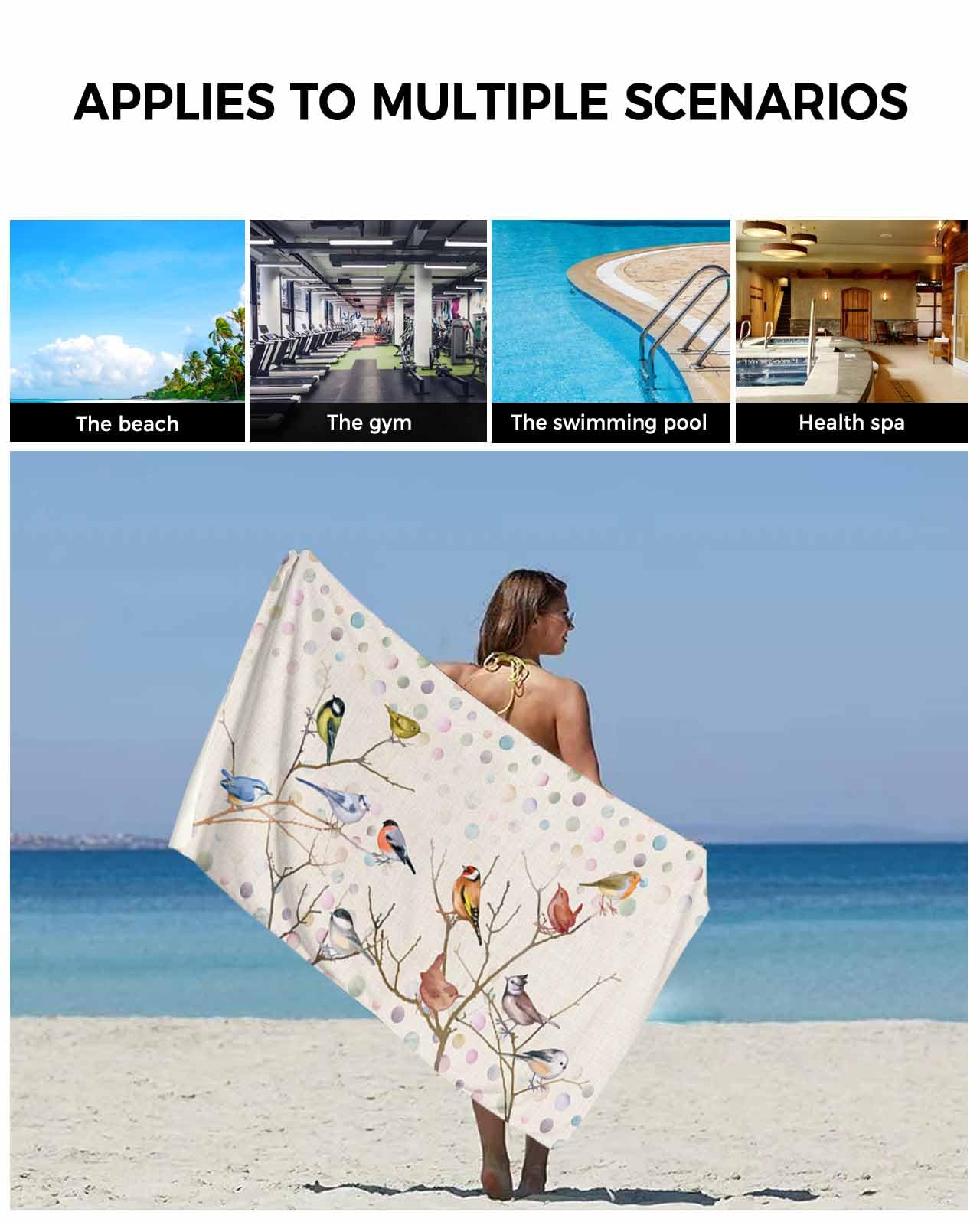 Beach Theme Hand Towels Set Of 2 – 14x28 Inch Absorbent Towels, Day/Night Sand Waves Design For Bathroom & Kitchen - View #11
