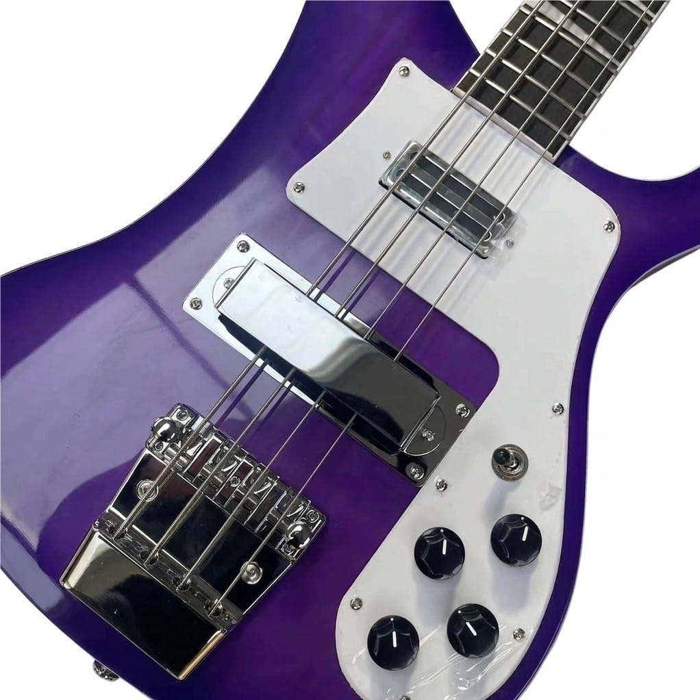 Basso elettrico a corpo solido, stile tributo classico viola con doppi pickup, 4 corde a grandezza naturale for performance sul palco rock (Bajo Eléctrico)