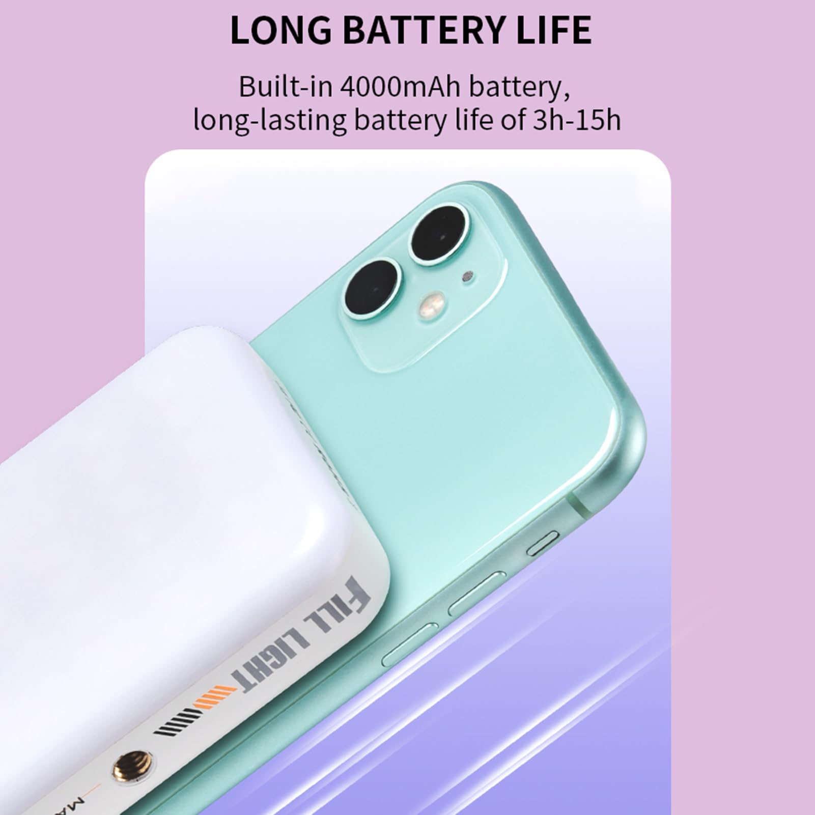 Andoer MAG5RGB, luce video a LED, 2500 K - 9000 K, dimmerabile, per telefoni con fotocamera, 26 effetti scenari, ricarica wireless magnetica del telefono cellulare con adattatore per flash