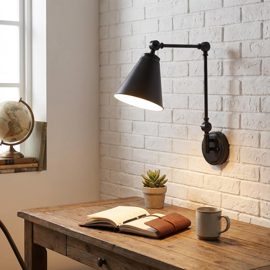 BARCELONA LED Applique da Parete Nero con Braccio Regolabile, Alluminio di Alta Qualità, Stile Classico e Moderno, Illuminazione Lusso Retrò e Industriale per Camera, Soggiorno o Ufficio
