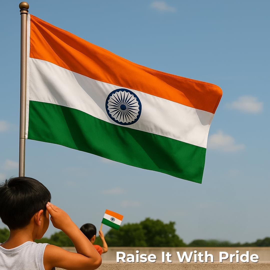 VinodRatna Indian Flag | Suitable for Indoors and Outdoors|Polyester| Both Sides Printing| All Weather Fabric | Fade Proof, Hand Stitched and Durable (1ftx1.5ft) - Image 6 thumbnail