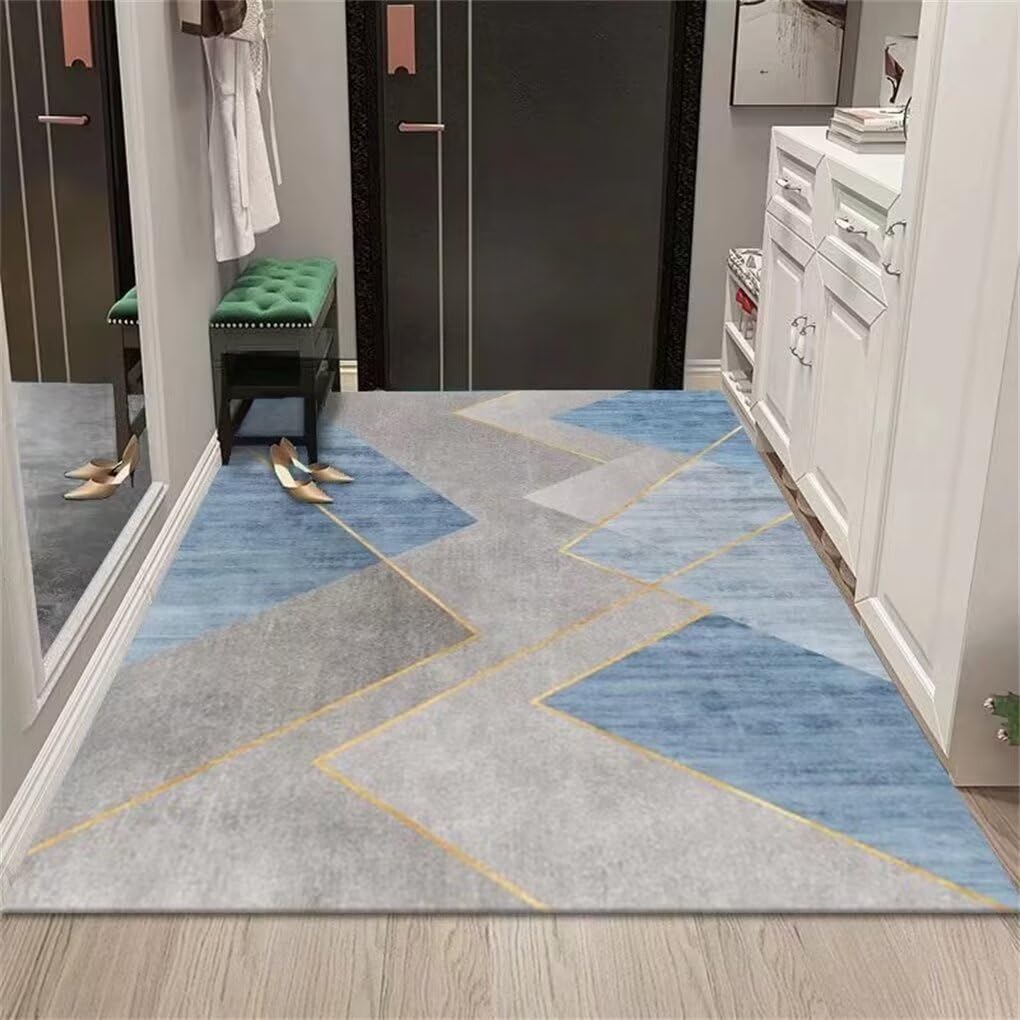 Tapis de salon bleu moderne 200x300 cm lavable et grand format