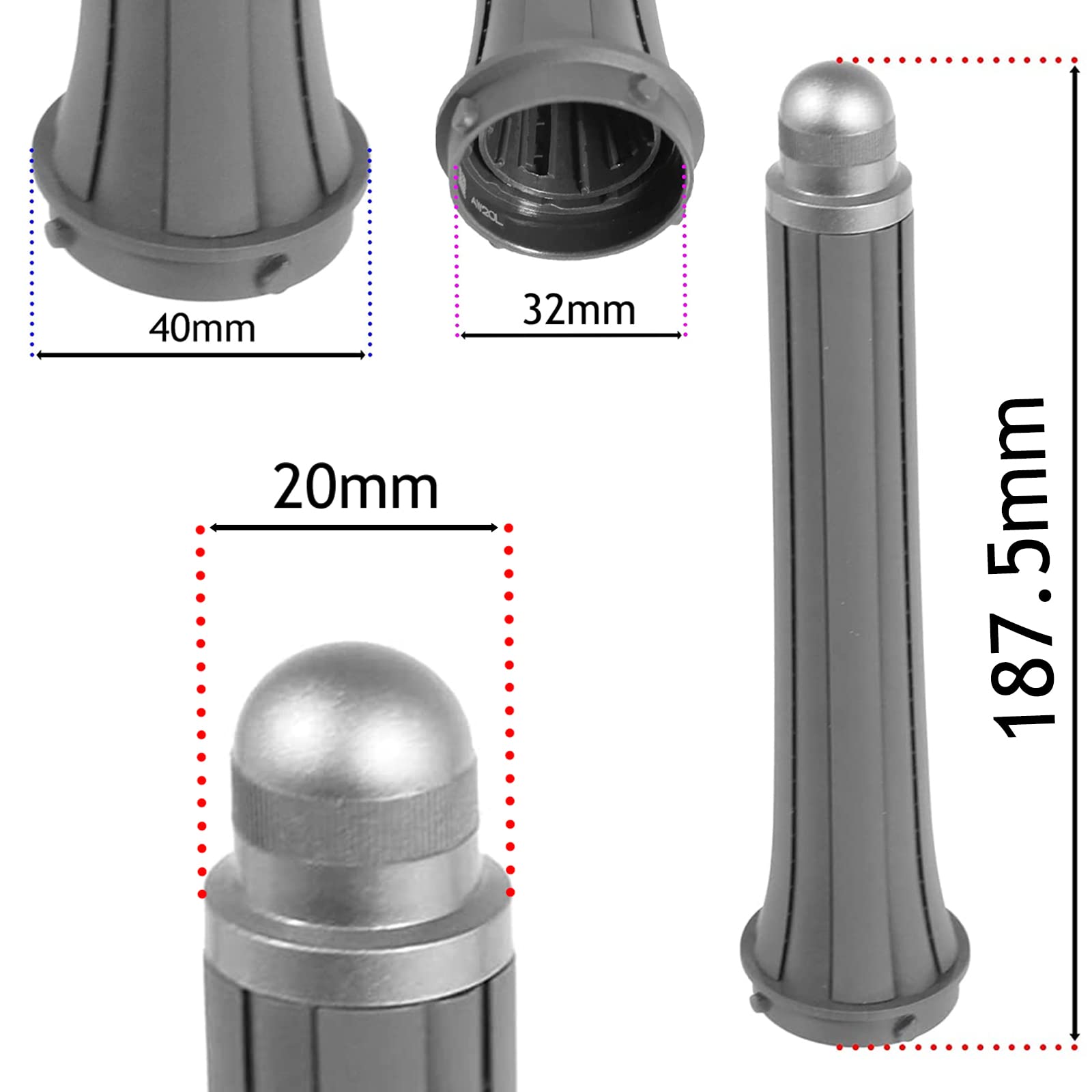 SPARES2GO 20 mm langer, schlanker Schaft, kompatibel mit Dyson Airwrap Haarstyler