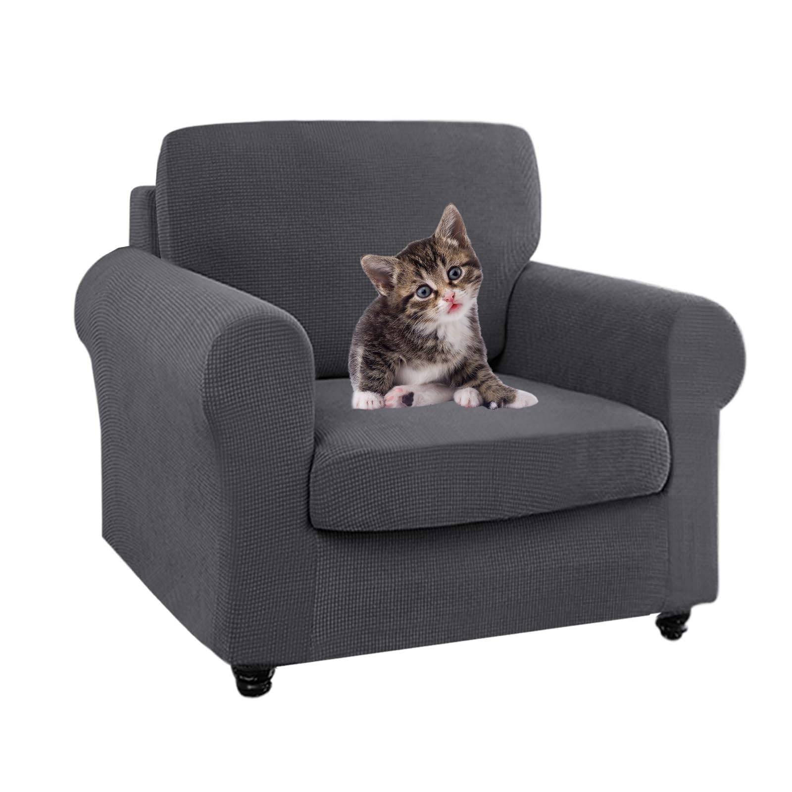 SYLC Ektorp Sofa Cover with Seat Cushions Covers and Backrests Covers Sofa Covers Stylish Stretch Jacquard Couch Slipcover Protector (Darkgrey,Chair+1 Seat+1 Back) — image 1