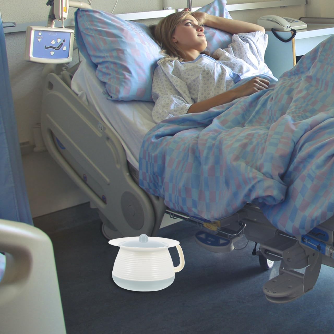 BESTYASH Orinal Portátil De Plástico Con Tapa Para Adultos Y Mayores Uso Nocturno En Hogar Y Hospital Fácil De Limpiar Y Resistente 8.07X8.07X5.31 Pulg