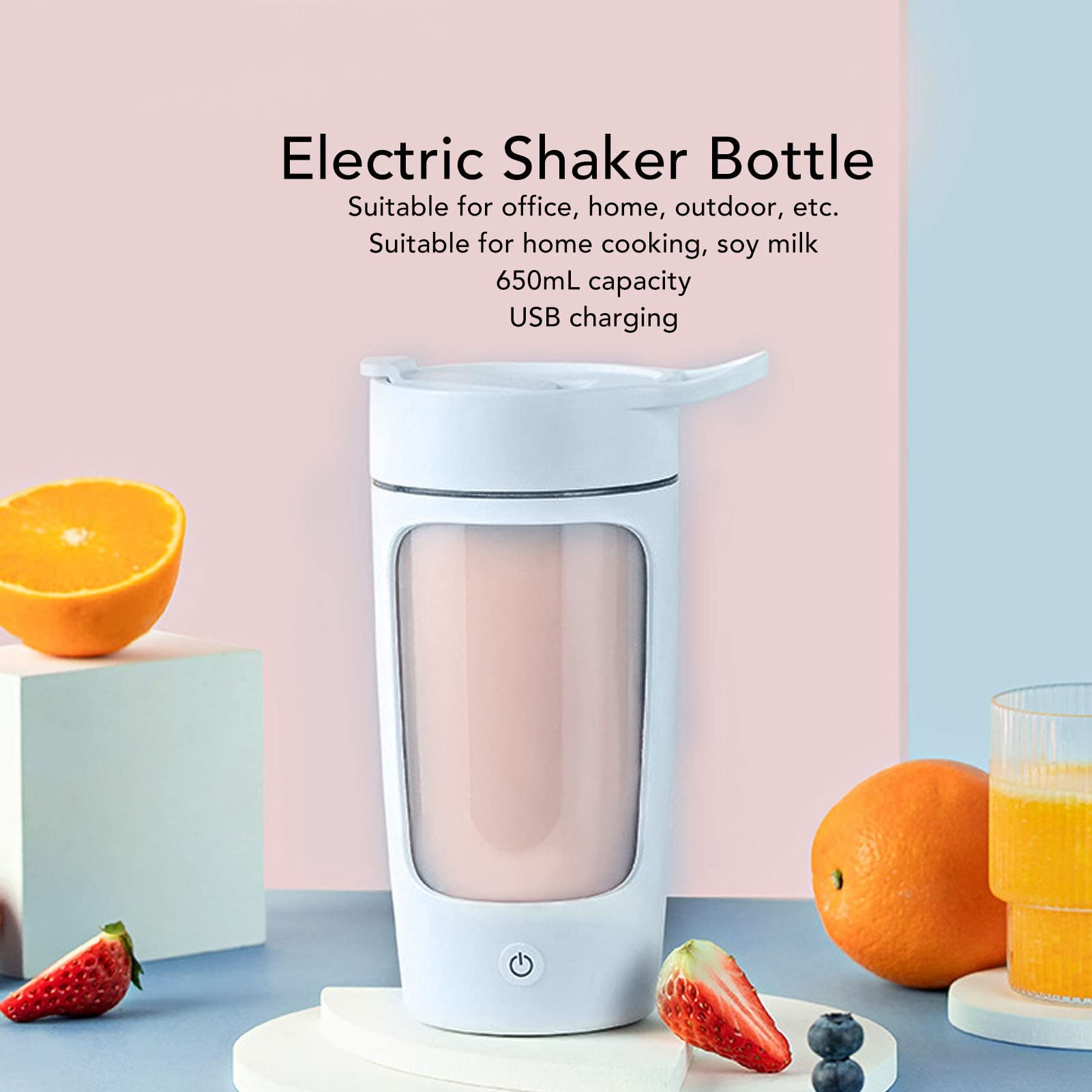 Bottiglia Shaker proteica elettrica da 650 ml, Tazze Shaker per frullati proteici, Miscelatore Portatile USB Ricaricabile per proteine, Tazza Miscelatore in Polvere in plastica