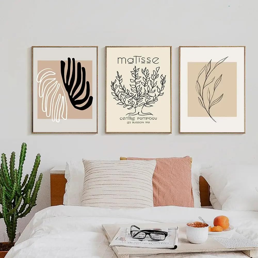 WBYZAC Wall Pictures-Abstract Line Art Plants Wall Art Canvas Painting Morden Nordic Poster and Print Wall Picture For Living Room Kitchen Decoration-40 * 50cm*3PCS (No Frame)