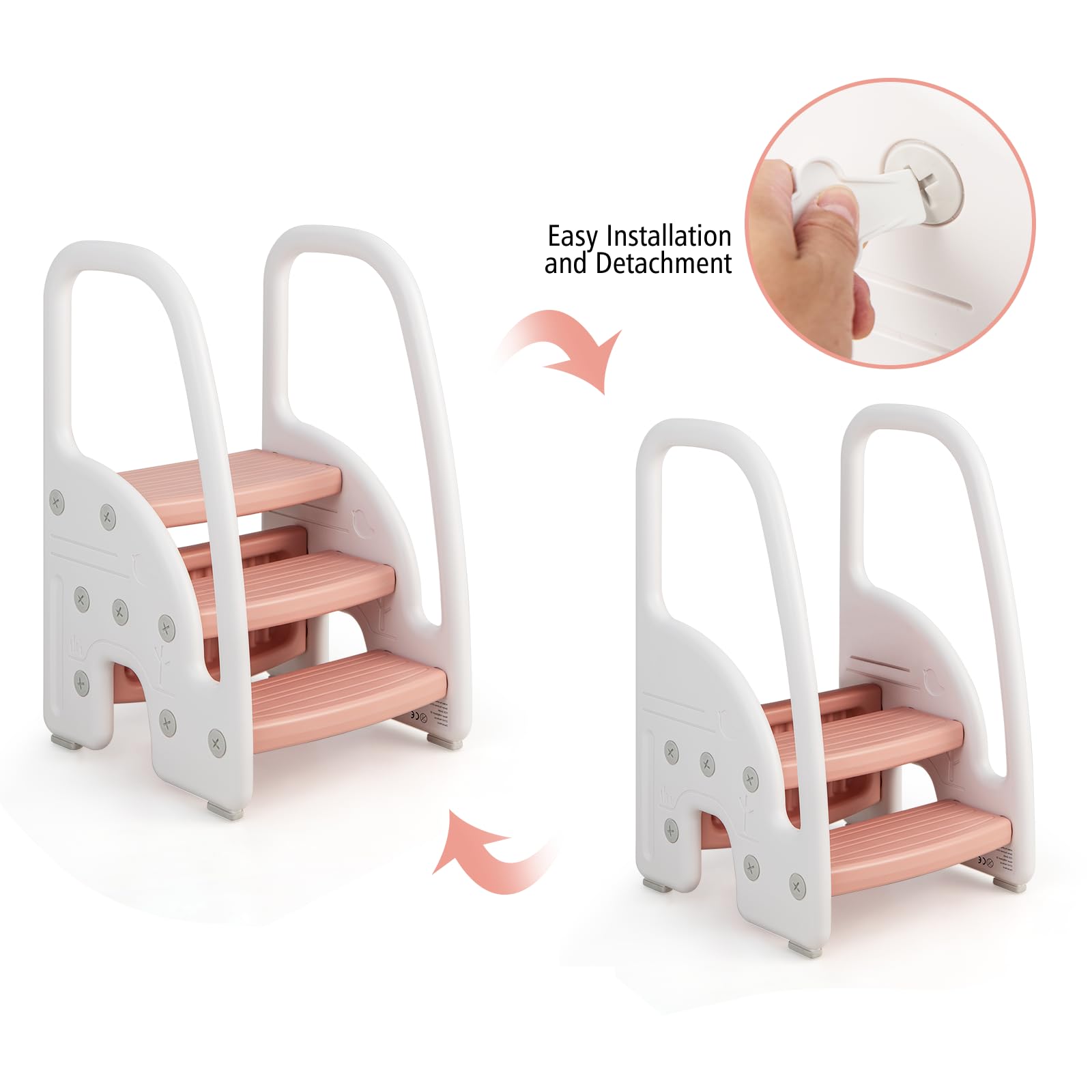 Marche Pied Enfant Pliable Marchepied Enfant Robuste 2 Niveaux, Antidérapant, Sécurité Escalier Toilette Enfant