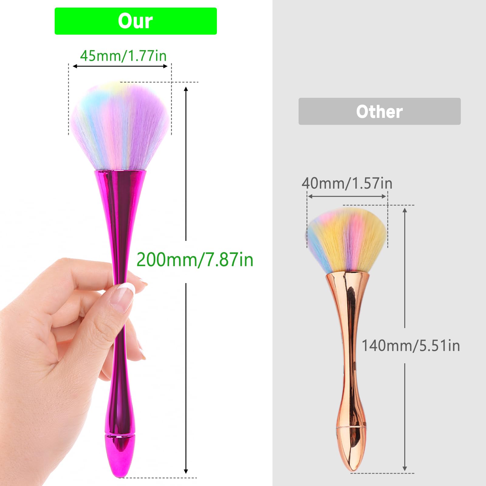 Large Powder Makeup Brush, Soft Fluffy Blush Brush for Face Setting and Bronzer, with Nail Dust Cleaner (Pink) - Image 2