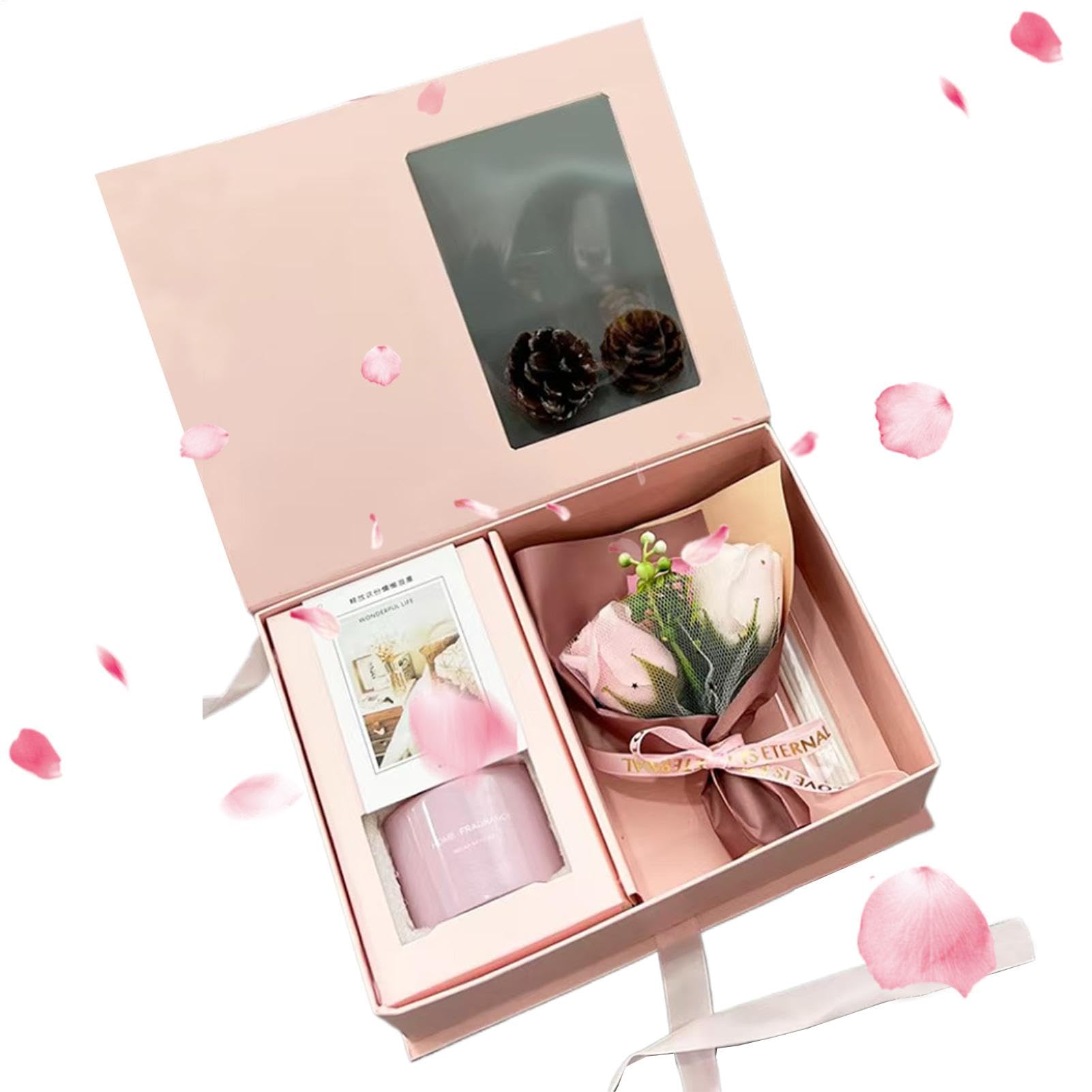 Caja difusora de aromaterapia, Juego de Regalo de aromaterapia de 120 ml, Caja de Regalo de aromaterapia, Elegante Caja de Get Well Soon, Cesta de SPA de Fragancia con Flor para Mujeres, Madres, | Varilla difusora de aromaterapia creativa, difusor de vari