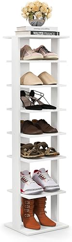 BETTARY Zapatero vertical de 7 niveles, zapatero de madera para entrada, organizador moderno para zapatos, soporte de almacenamiento de zapatos que