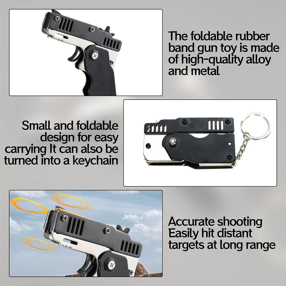 Coole Metall-Gummibandpistole - Klappbares Spielzeug Für Kinder & Erwachsene