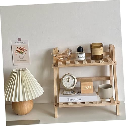 Miniatura 9 de Estante de almacenamiento de maquillaje de doble capa organizador de cosméticos de madera titular de la decoración del hogar