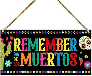 Day of The Dead Wood Sign Decor, Dia De Los Muertos Wall Decor for Home Porch Patio Front Door Mexican Hanging Sign Decorations