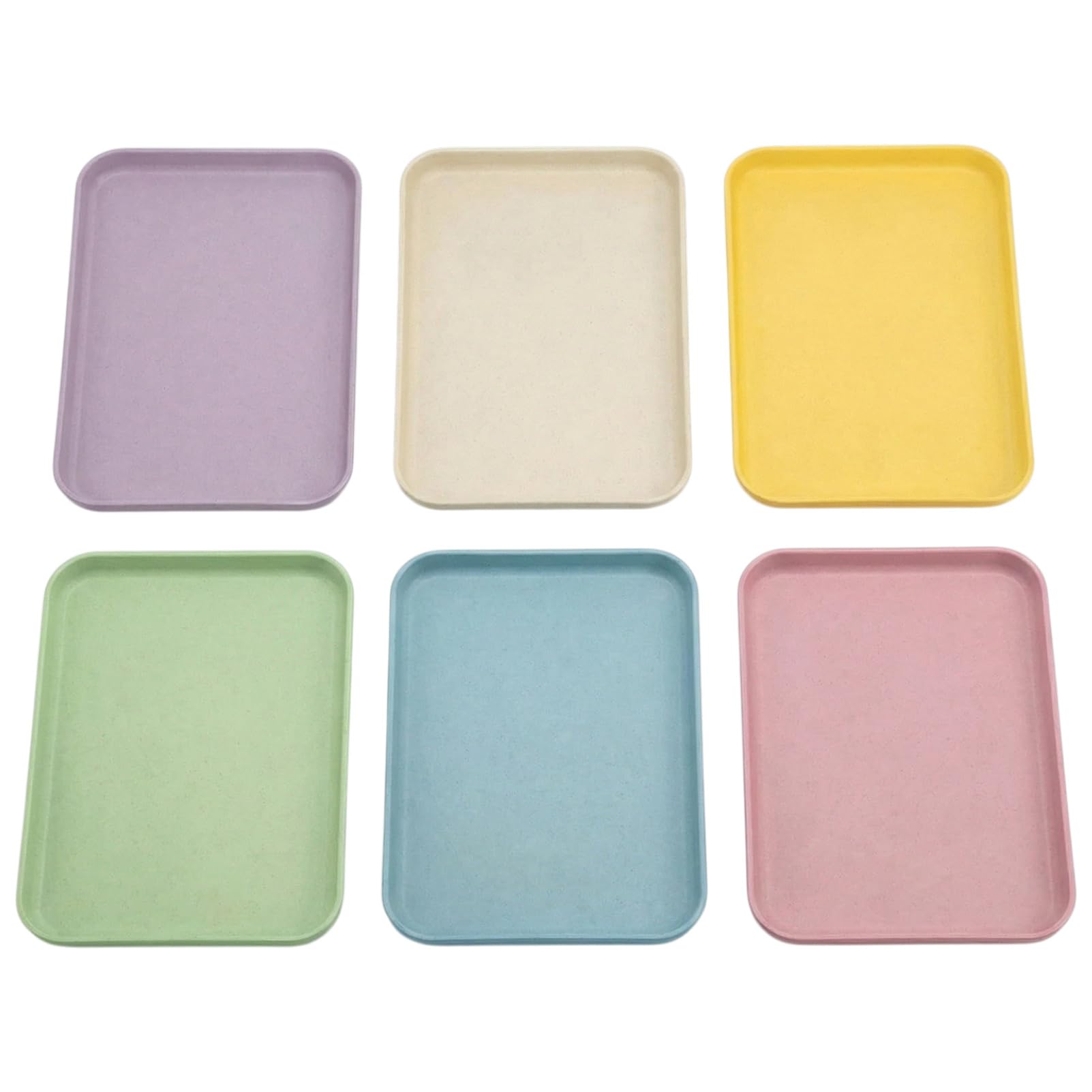 6 Pcs Plastic Trays for Food Serving, 30.5x22cm Non-Slip Serving Trays, Colourful Reusable Dinner Trays for Tea Coffee Snacks Drinks, Kitchen Serving Trays Dishes & Platters Set (6 Colours)
