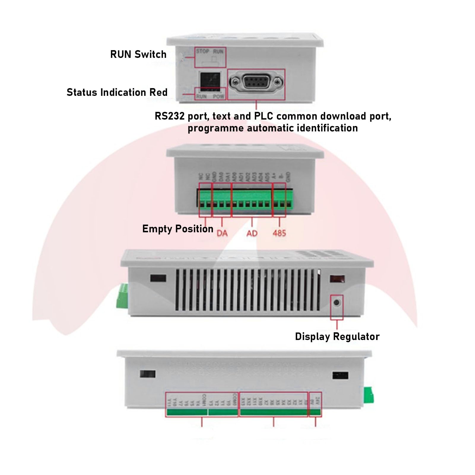 Controlador Integrado con Pantalla PLC de Texto, OP320 A 3 22MR, Módulo de Visualización de Texto del Tablero de Control Industrial Analógico de Puerto ABS, Controlador PLC