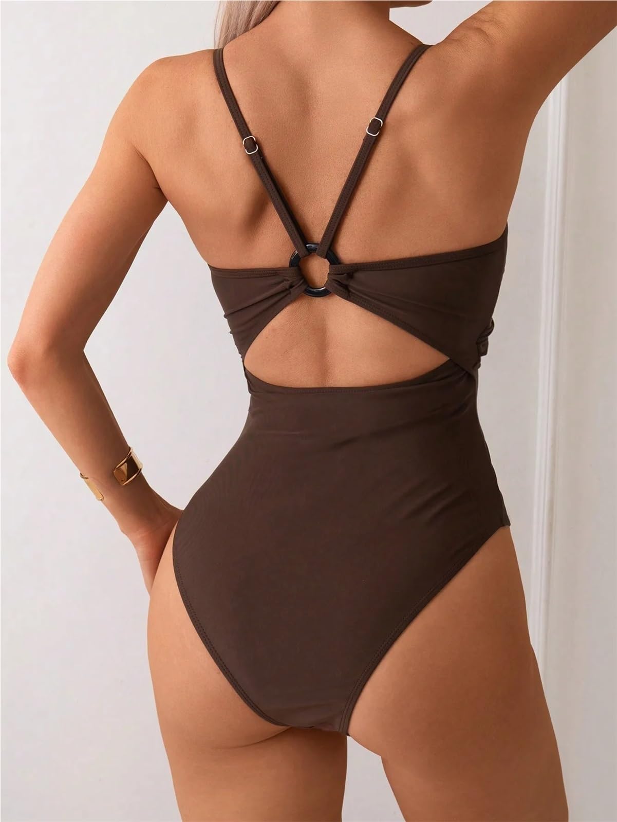 Costume Intero Morbido Costume Intero Tinta Unita Costume Intero Slim Fit per La Spiaggia, La Piscina(L)