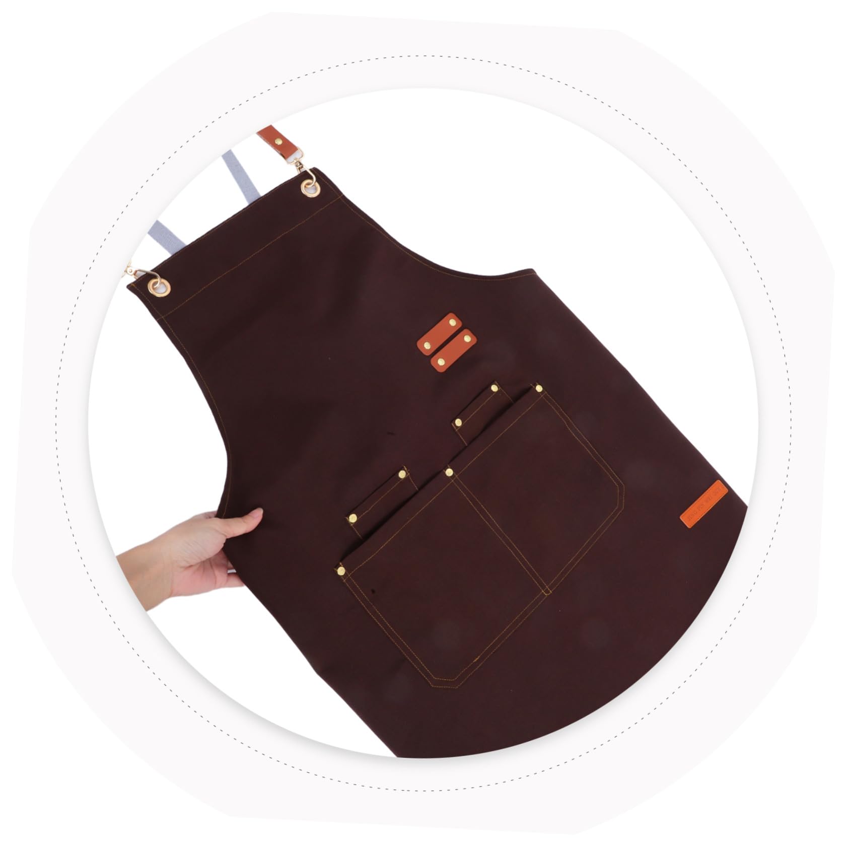 Delantal de Cocina para Mujer y Hombre con 4 Bolsillos Grandes, Diseño Ajustable con Tirantes Cruzados y Limpieza Fácil para Fiestas y Barbacoa
