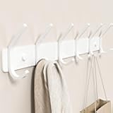 GWAAZXGZ Coat Rack Wall Mount Hooks - 15 Inch Matte White Metal 6-Hook Organizer Wall Mounted, Modern Kids Room, Entryway & Bathroom Hanger for Beach Towels, Coats, Purses, Bags (1 Pack)