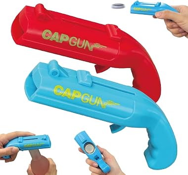Cap Shooting Bottle Opener Gun - Launches Caps for World Cup Parties, BBQs & Adult Gatherings, Fun Gadget for Men, Unique Gag Gift for Sports Events redblue