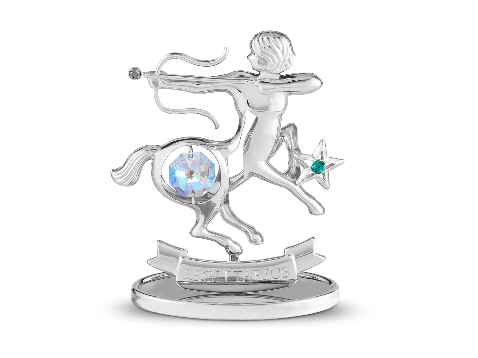Artisanat plaqué chrome Sagittaire Crystocraft figurine zodiaque cristal