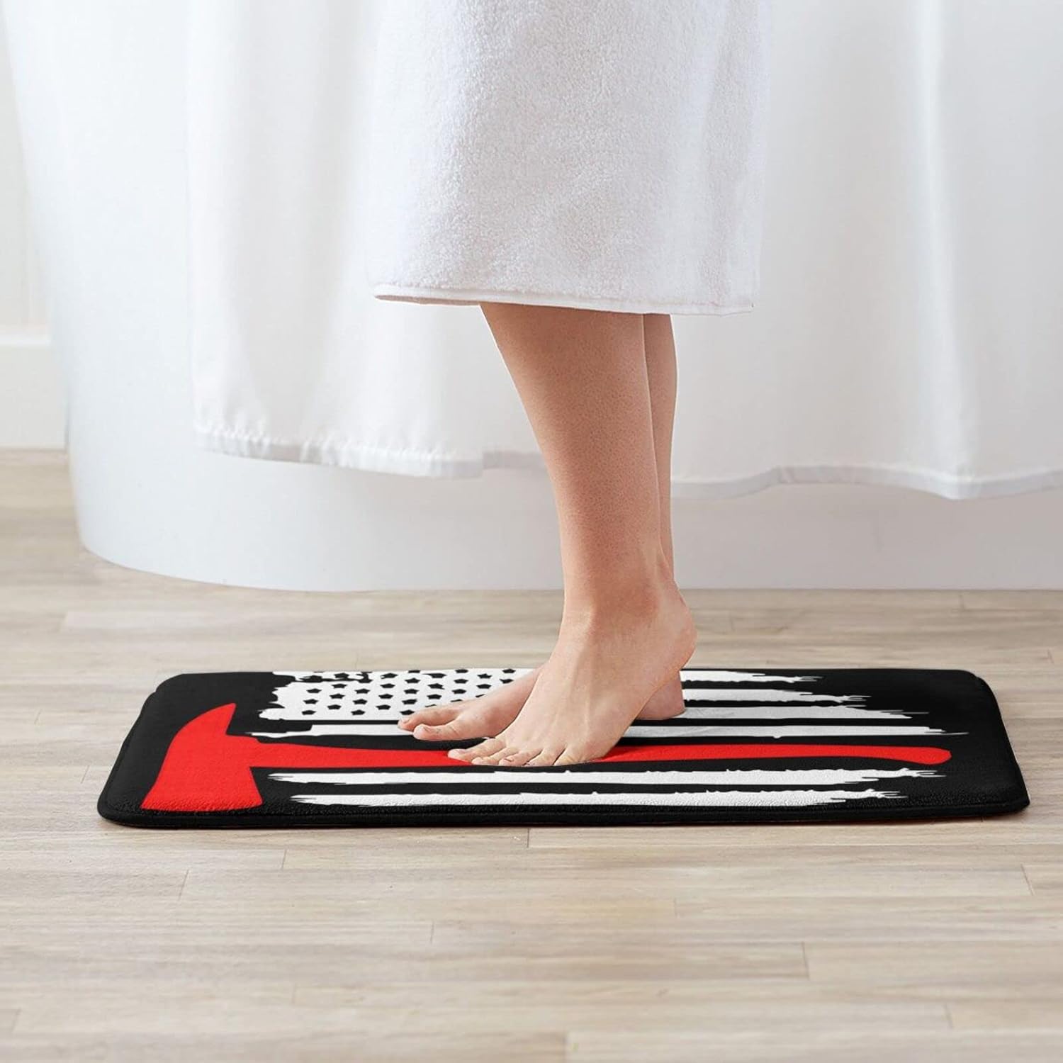 MINGSHAN American Flag Firefighter Non-Slip Door mat, Bathroom mat, Indoor/Outdoor Carpet, Household Decorative Floor mat, Living Room Bedroom Door mat 20 X 31.5 in