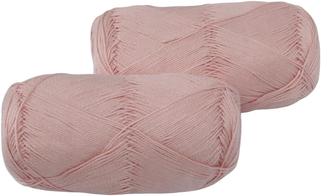 Knitsilk CottonMuse – 100% Gassed Mercerized Cotton Yarn, 4 x 75g (382 Yards), Soft, Matte Finish, Premium Crochet Thread for Apparel & DIY Crafts|Light-Pink| PACK4|