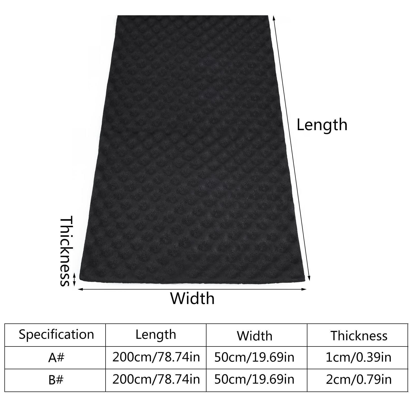 Alfombrilla de sonido para coche, 200 x 50 cm, 10/20 mm, aislamiento térmico y ruido, espuma de celda cerrada