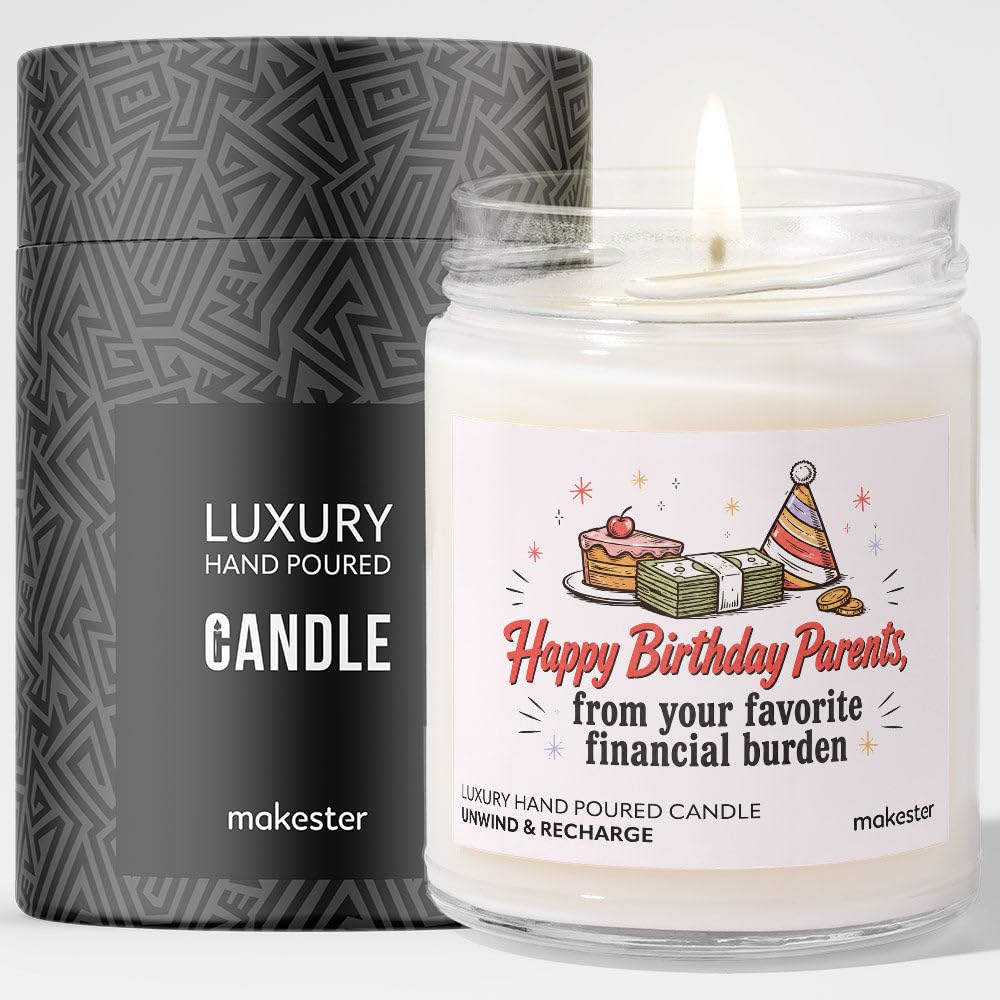 Birthday Gift for Parents - Luxury Soy Wax Candle - Vanilla, Jasmine, Sugared Almond - Makester — image 1