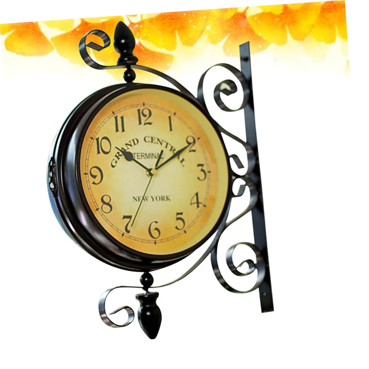 PRETYZOOM Doppelseitige Wanduhr Vintage aus Eisen Geräuschlos mit 360 Grad Drehung Antike Dekorative Zweiseitige Uhr für Wohnzimmer und Jubiläen