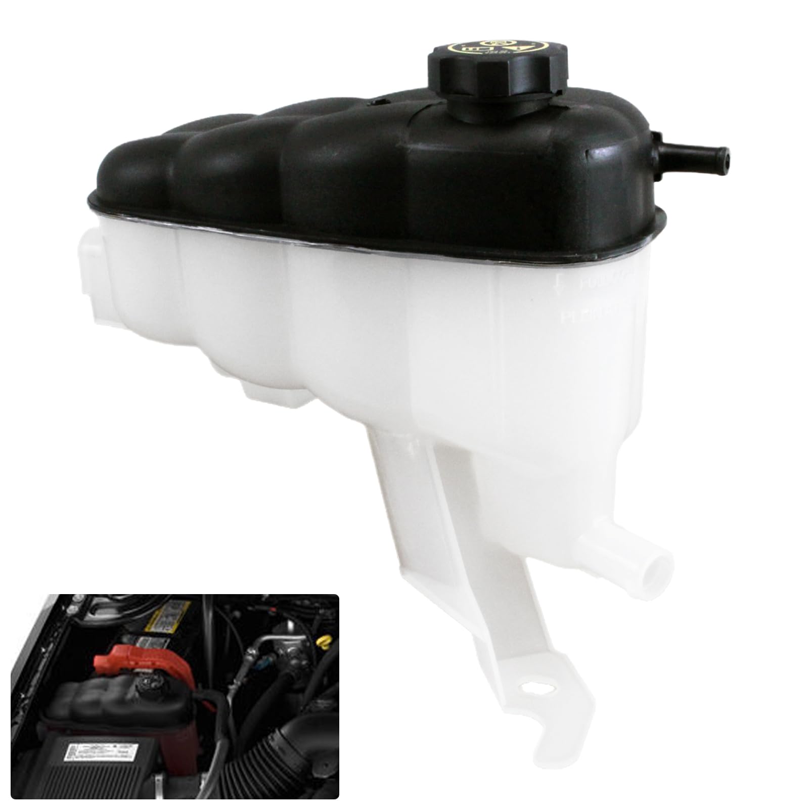 22870828 Engine Coolant Reservoir Tank with Cap Compatible with 2005-2019 Cadillac Escalade | Chevrolet Avalanche Cheyenne Silverado Suburban Tahoe | GMC Sierra Yukon | Replaces # 603-054