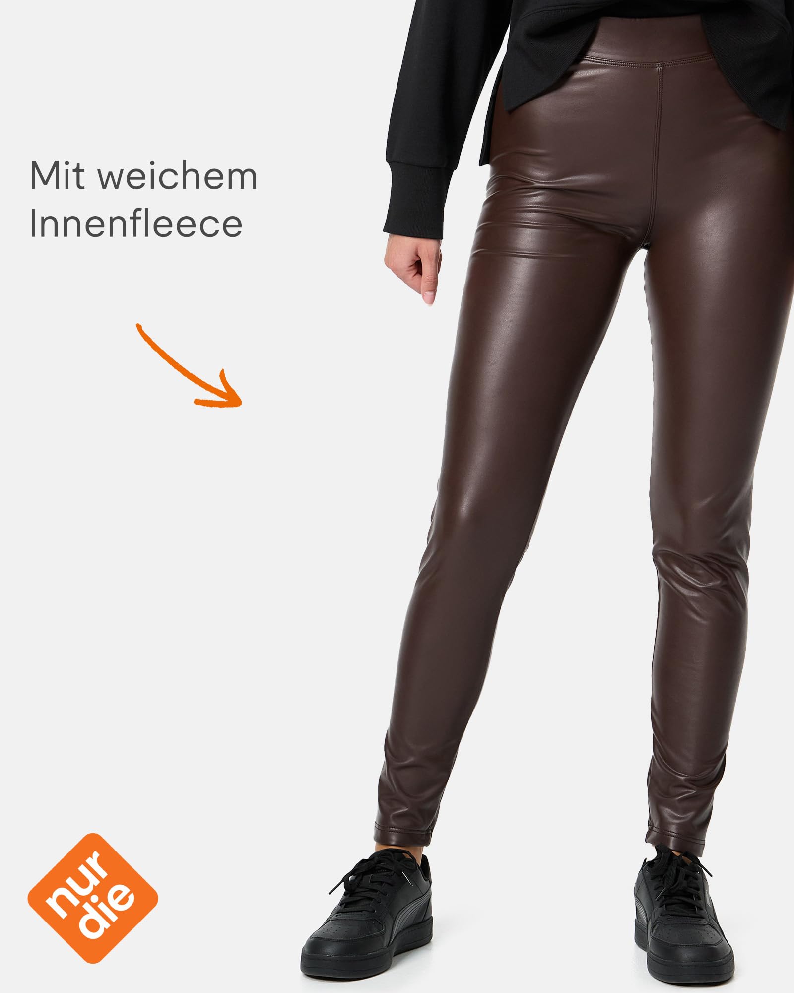 Nur Die Leggings in Leder-Optik Relax Go Kunstleder High Waist Treggings Mit Weicher Innenseite Und Bund Femme
