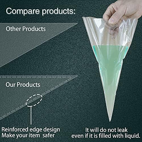 CASPLUS 100pcs Sweet Cone Bags 25x13cm with 100pcs Coloured Dot Twist Ties, Clear Cellophane Bags for Sweets Candy Birthday Party Christmas and Festivals