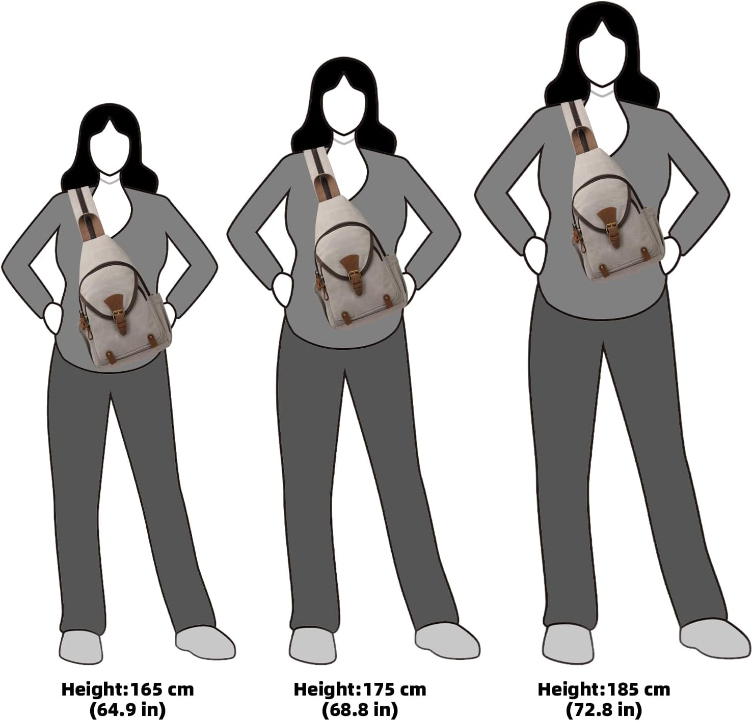 KouLi Buir Canvas Sling bag,Small Crossbody Backpack,Convertible Chest Bag Casual Daypack For Outdoor Cycling Hiking Travel - Image 6