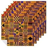 African Art_ Kente Cloth Dinner Napkins Cloth Set Washable Print Table Decorative for Everyday Use