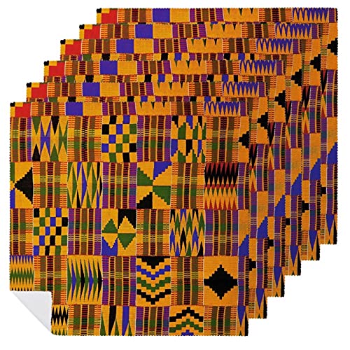 African Art_ Kente Cloth Dinner Napkins Cloth Set Washable Print Table Decorative For Everyday Use #TOP1