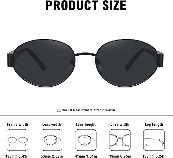 WOWSUN Trendy Oval Sunglasses for Women Metal Small Retro Classic Shades UV400 Protection