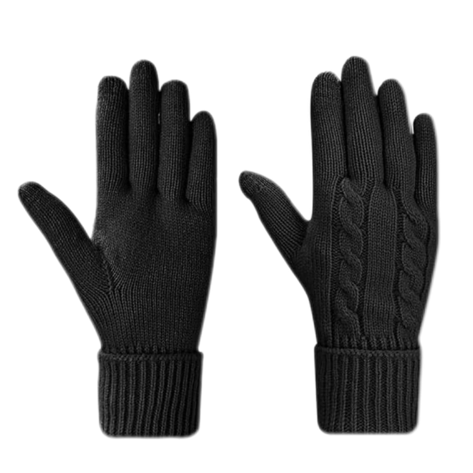 Yxelydriail Winter Gloves for Women, Warm Touch Screen Thermal Gloves Women, Fleece Knit Stretchy Gloves for Driving, Lightweight for Running, Walking, Typing (Black)