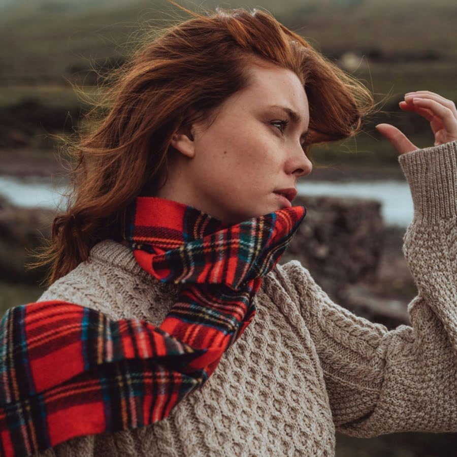 Biddy Murphy Fine 100% Irish Lambswool Plaid Scarf, Soft & Warm, Celtic Tartan Check, Imported - Image 4