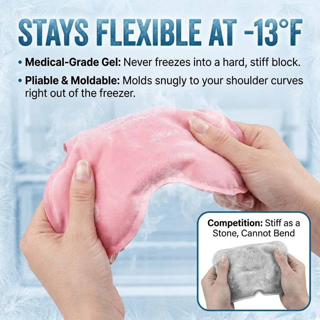Shoulder Ice Pack for Rotator Cuff Injuries & Post Surgery Relief, Cold Therapy for Frozen Shoulder, Tendonitis, Bursitis, Flexible Gel Ice Pack, Left Right Shoulder