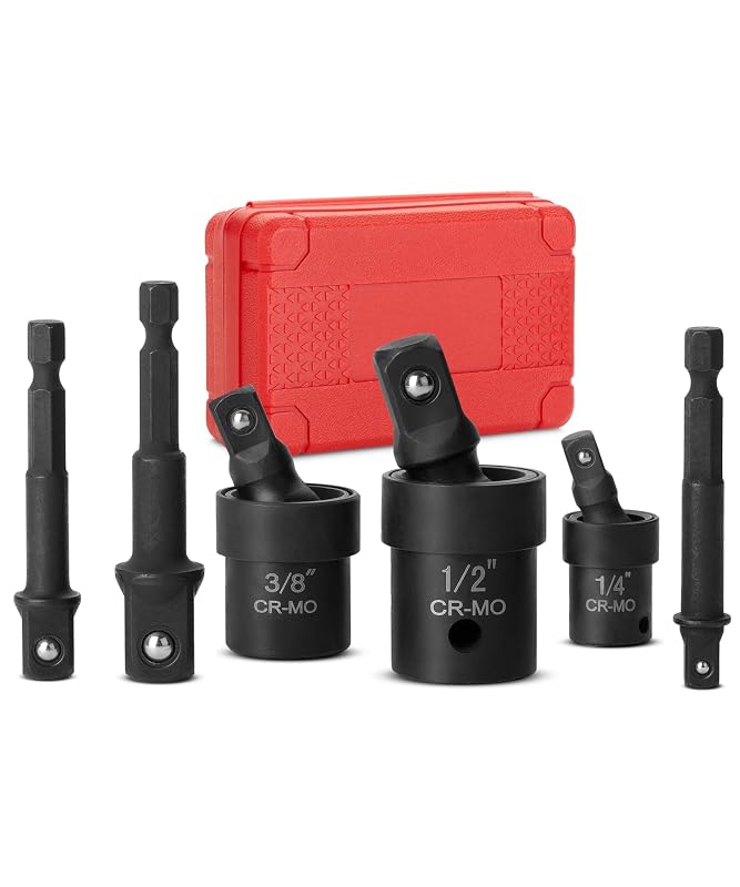 Kit de Adaptadores de Soquete com Junta Universal para Impacto Bates Choice, Encaixes de 6,35 mm, 9,5 mm e 12,7 mm, 6 peças
