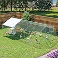 Betisef Large Metal Chicken Coop,19.7x9.8x6.4 FT Chicken Run for Yard with Waterproof & Anti-UV Cover,Walk in Chicken Pen with Feeding Door (19.7 * 9.8 * 6.4 ft)