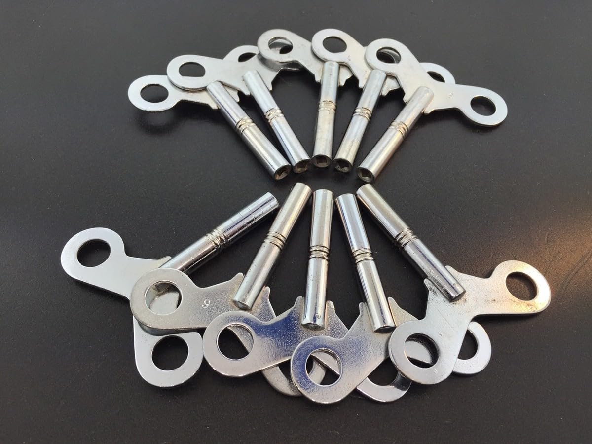 Replacement Part for Clock Keys Set of 10 Steel N6 English Size 3.6 mm or .142 in. DIY Clock Assembly Kit – Build Repair with Durable Parts and Precision Tools